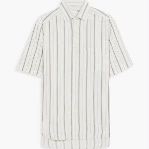 Sandro Striped Twill Short Sleeve Shirt sz Small